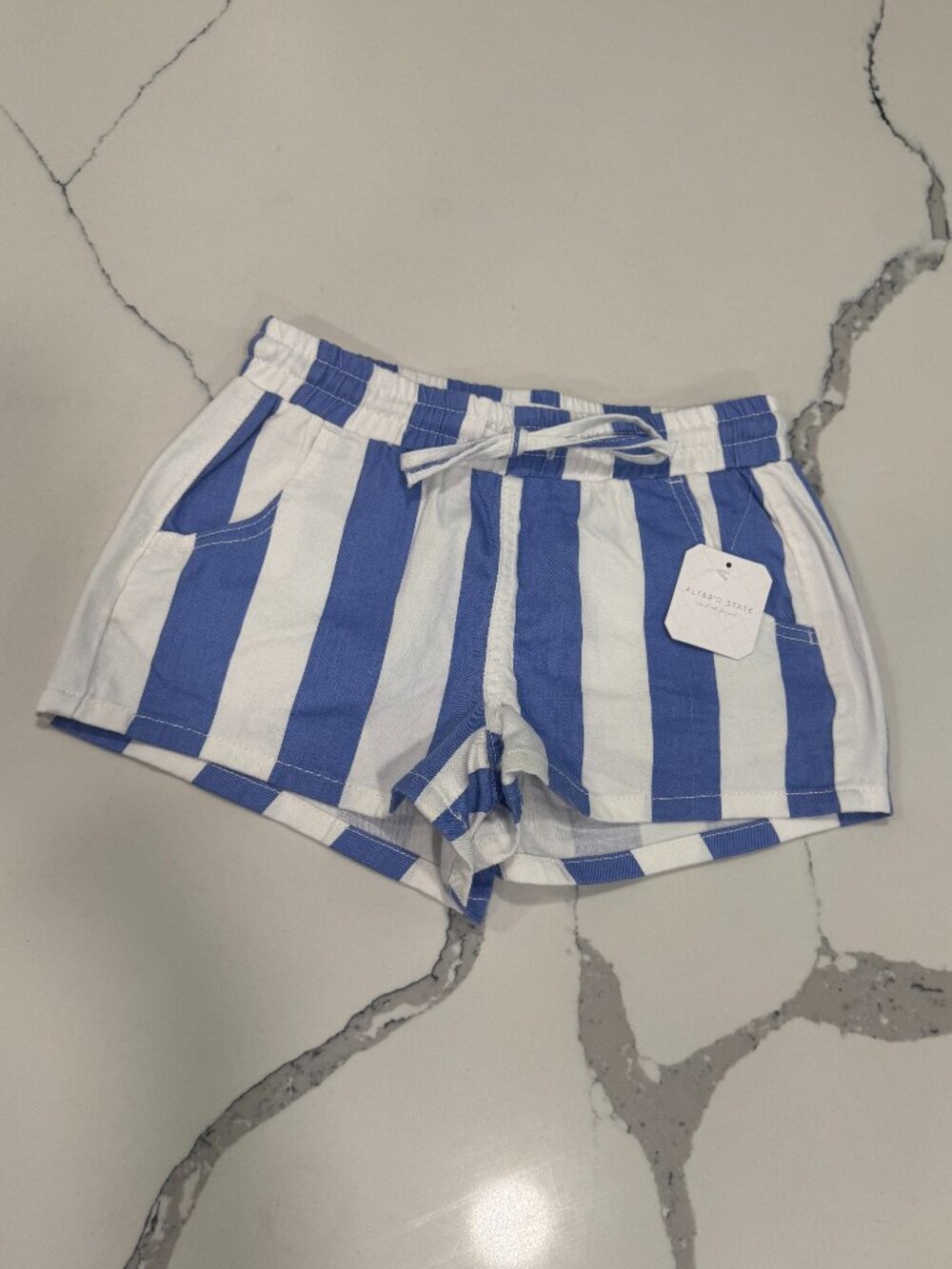 Altar'd State NWT! 💙🤍Blue & White Striped Drawstring Shorts — XXS